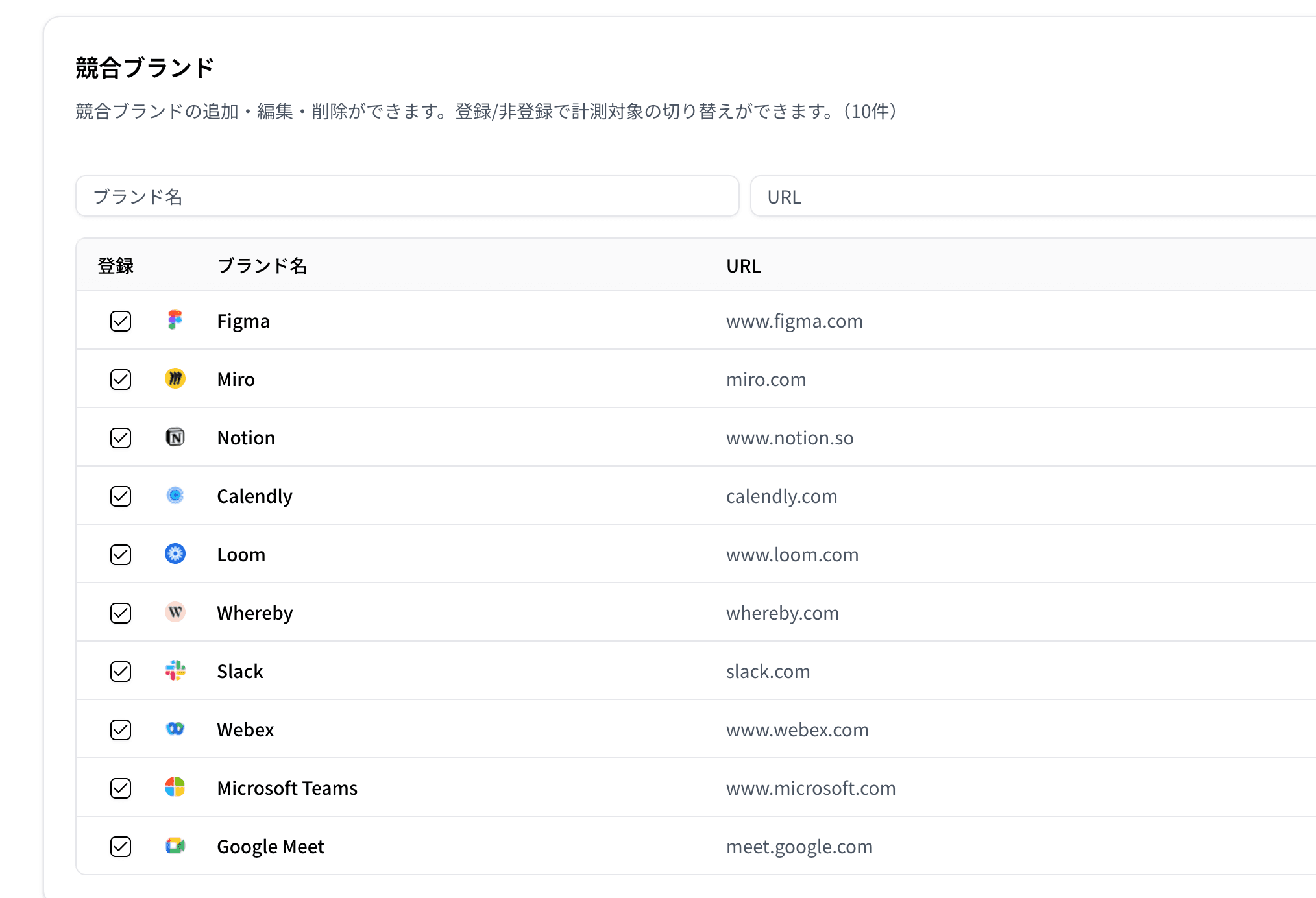 ブランド設定画面（設定→ブランド）