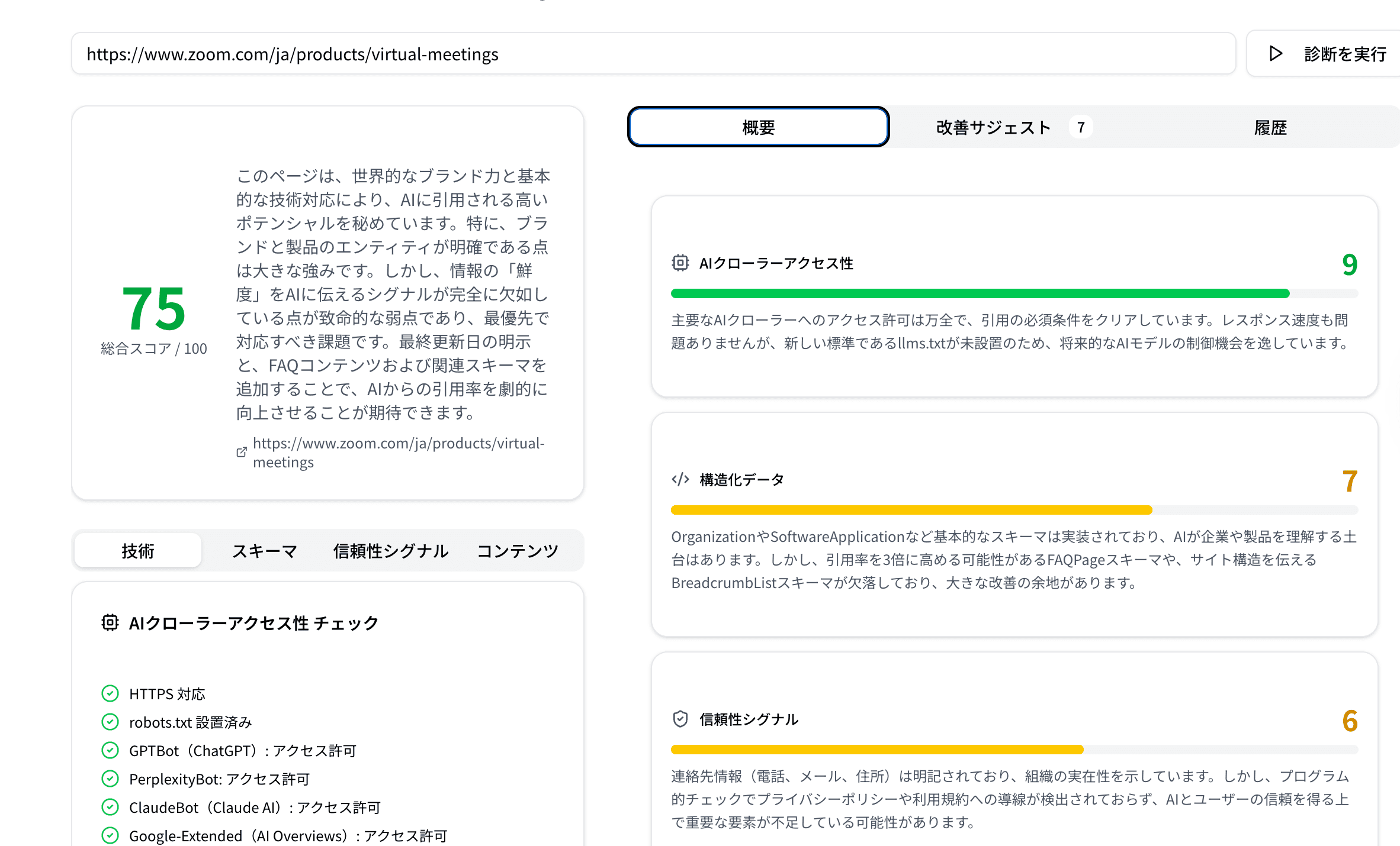 AIサイト診断画面