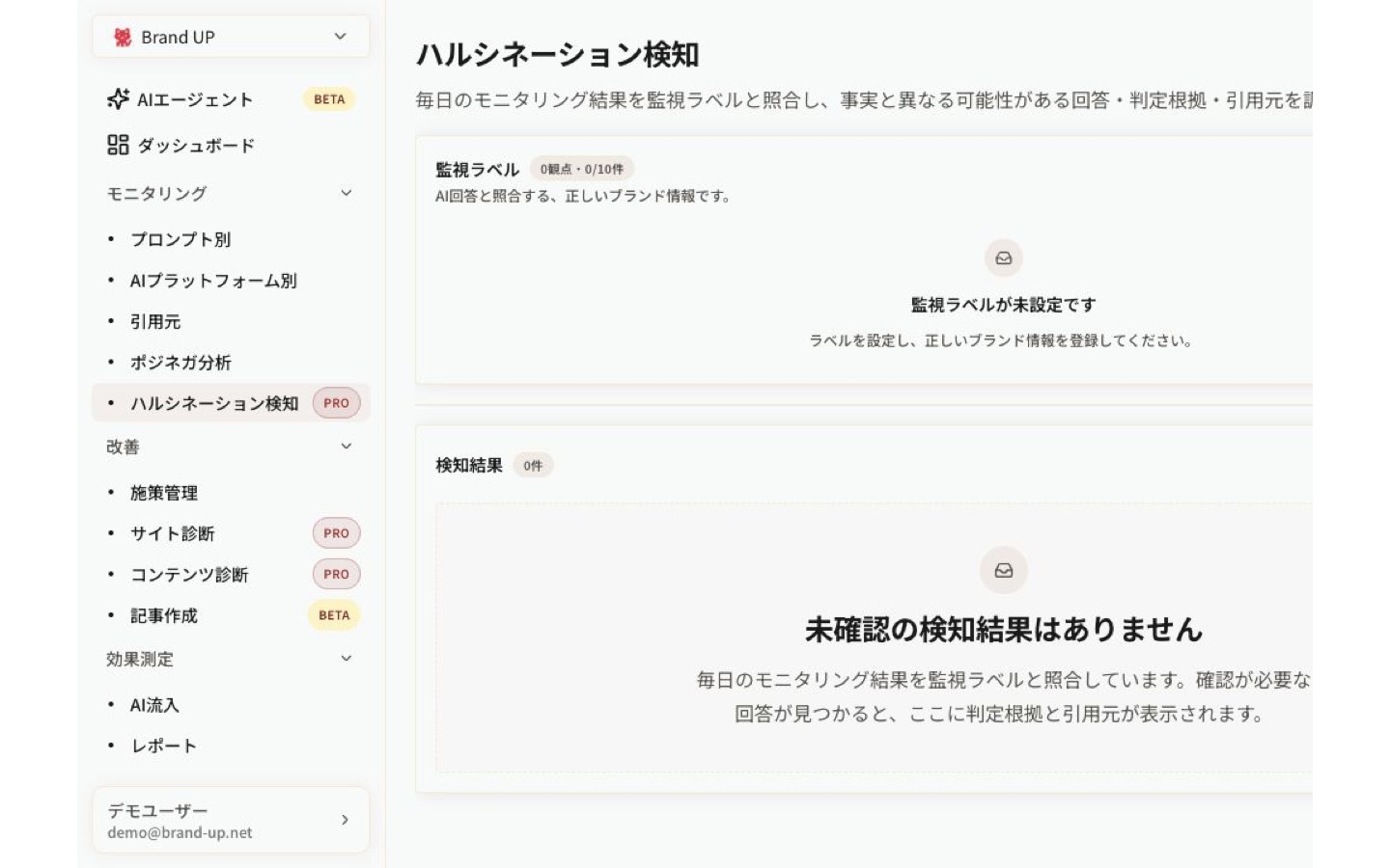 Brand UPのハルシネーション検知